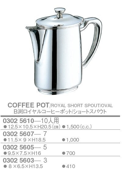 B渕ロイヤル コーヒーポット ショートスパウト<YUKIWA>(ユキワ)