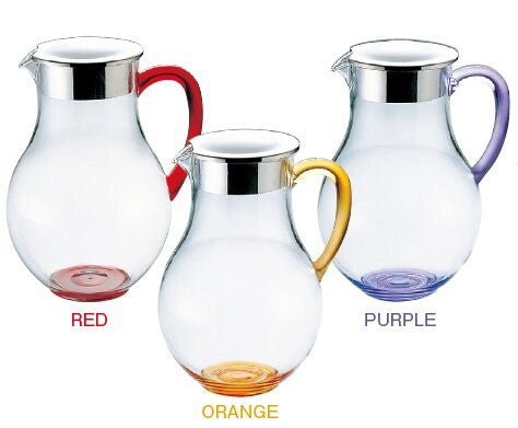 ウォーターピッチャー【RED】【ORANGE】【PURPLE】　蓋付/蓋無し<YUKIWA>(ユキワ）